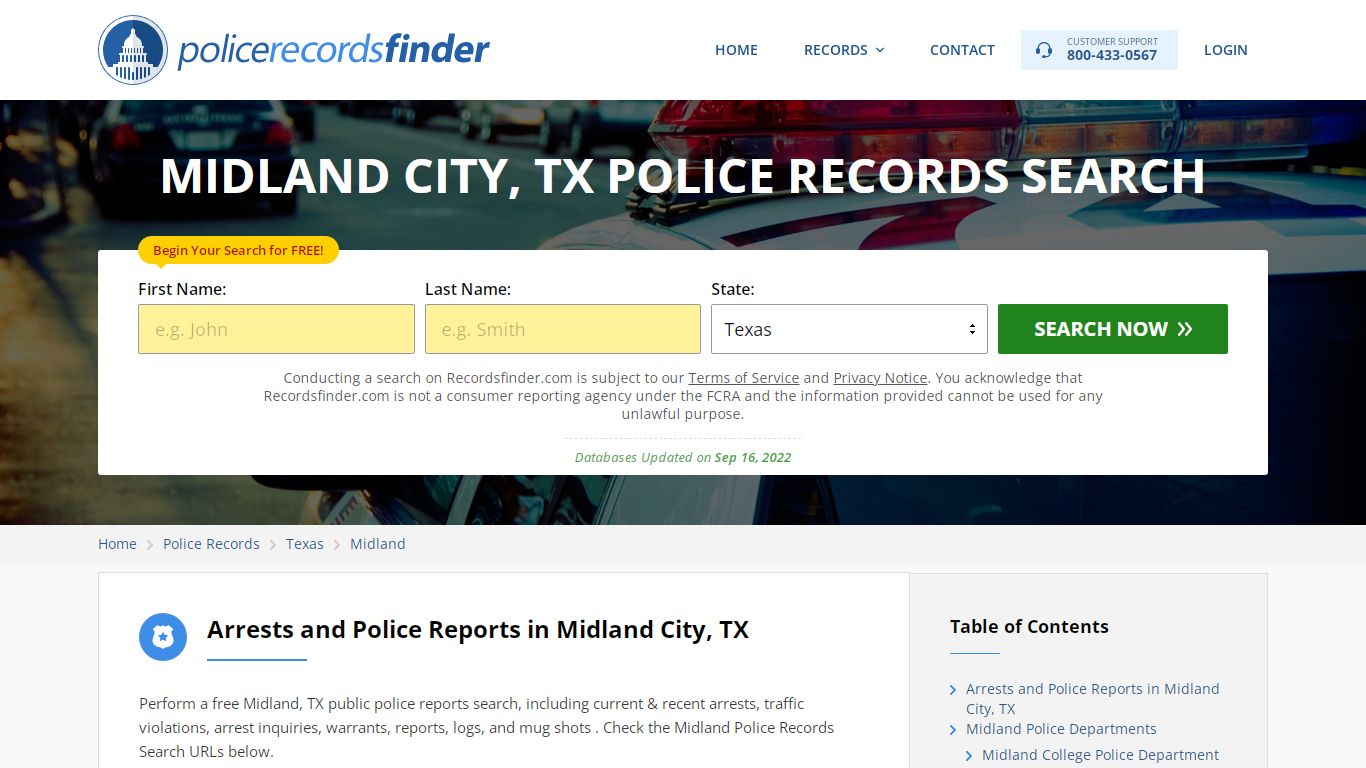Midland, Sebastian County, TX Police Reports & Police Department Records